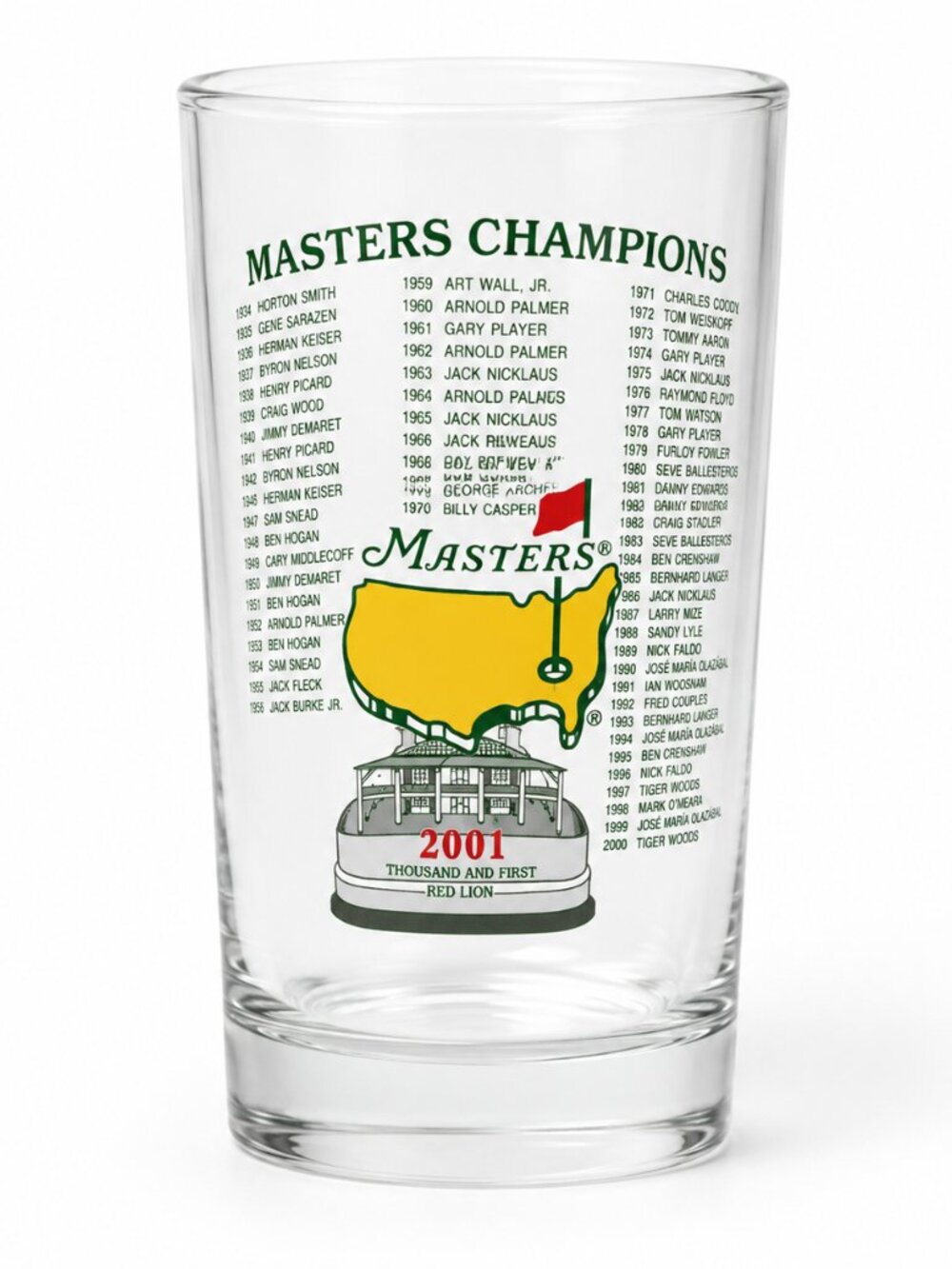 2001 Masters Highball Drinking Glass